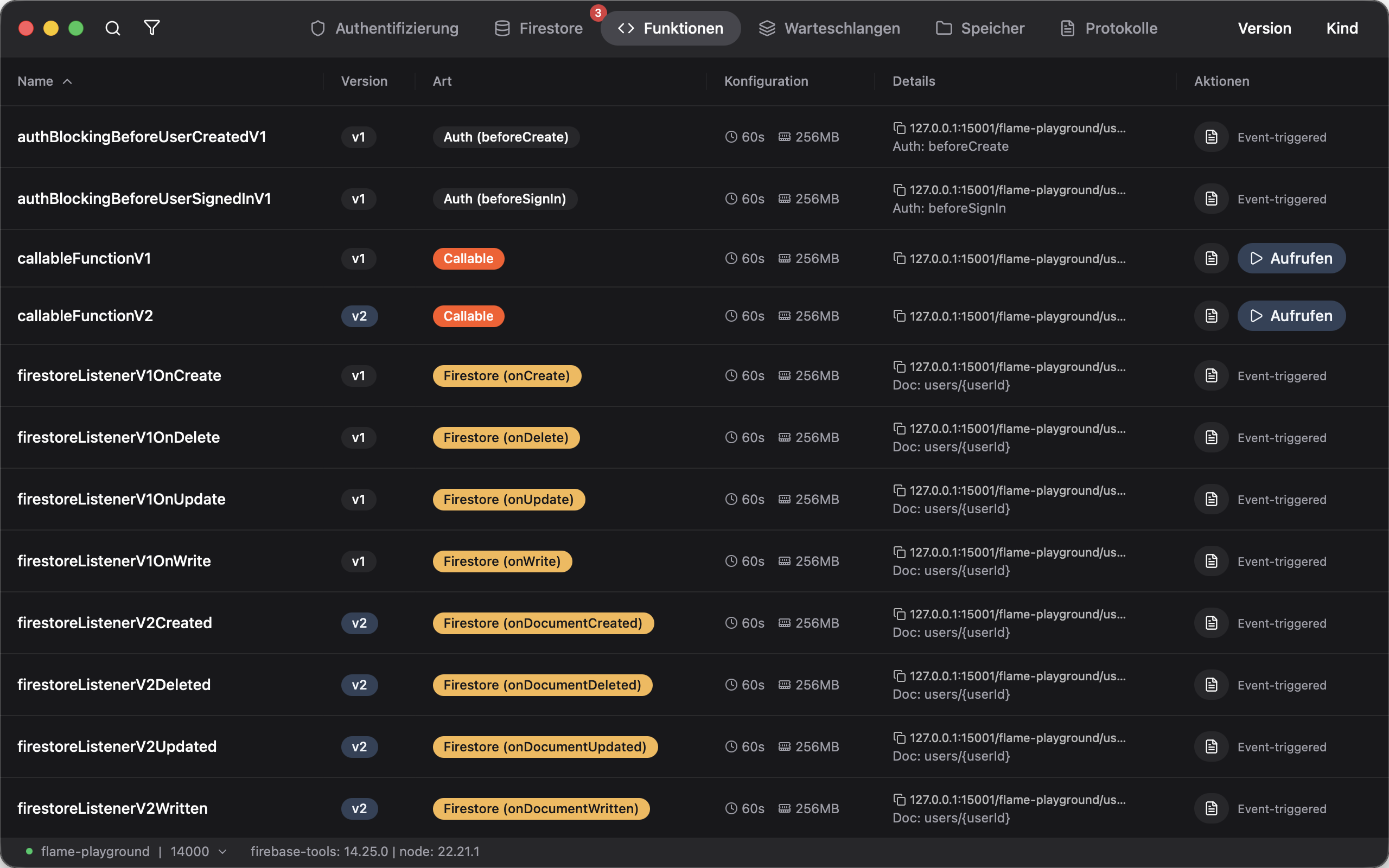 Cloud Functions screenshot