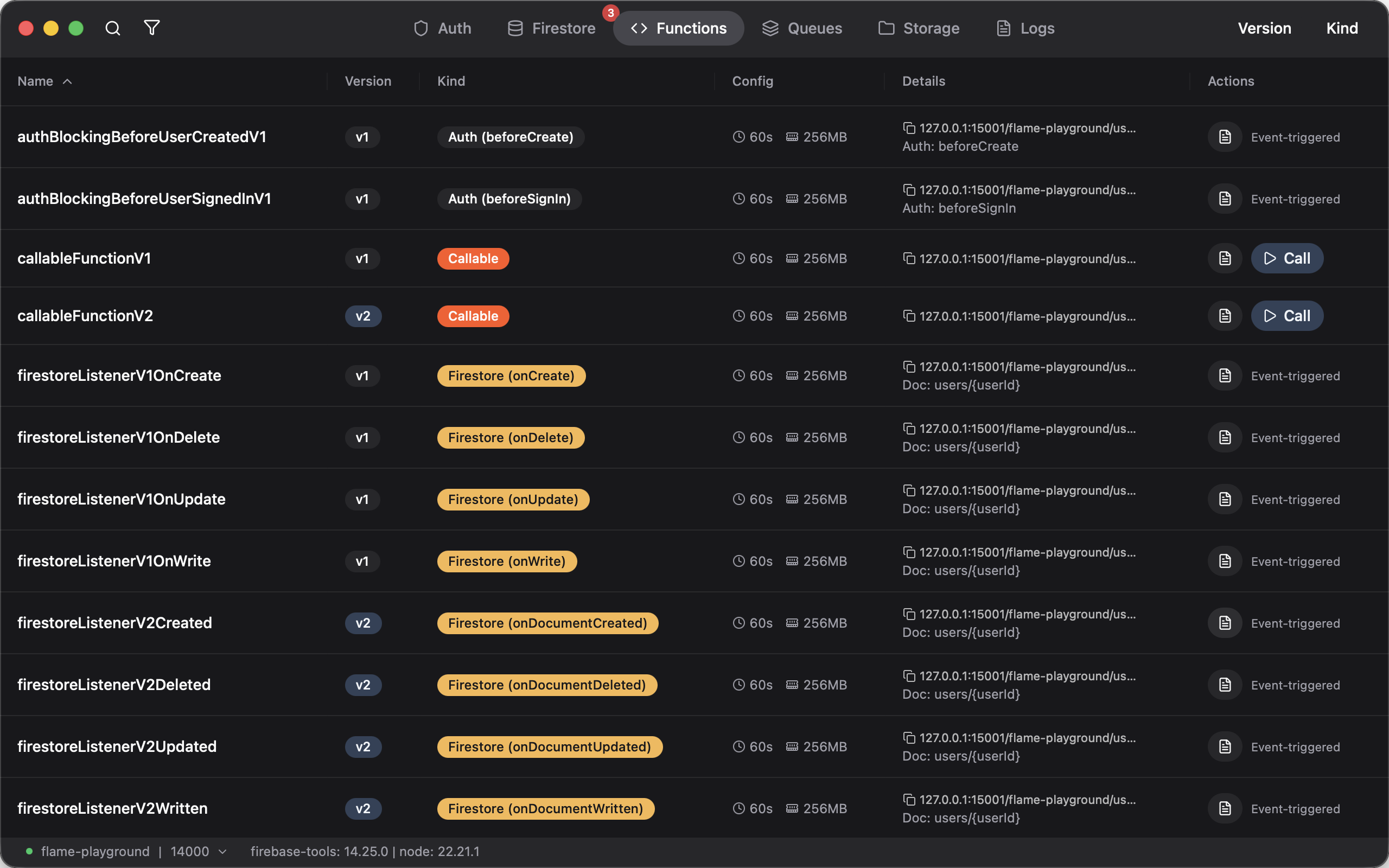 Cloud Functions screenshot