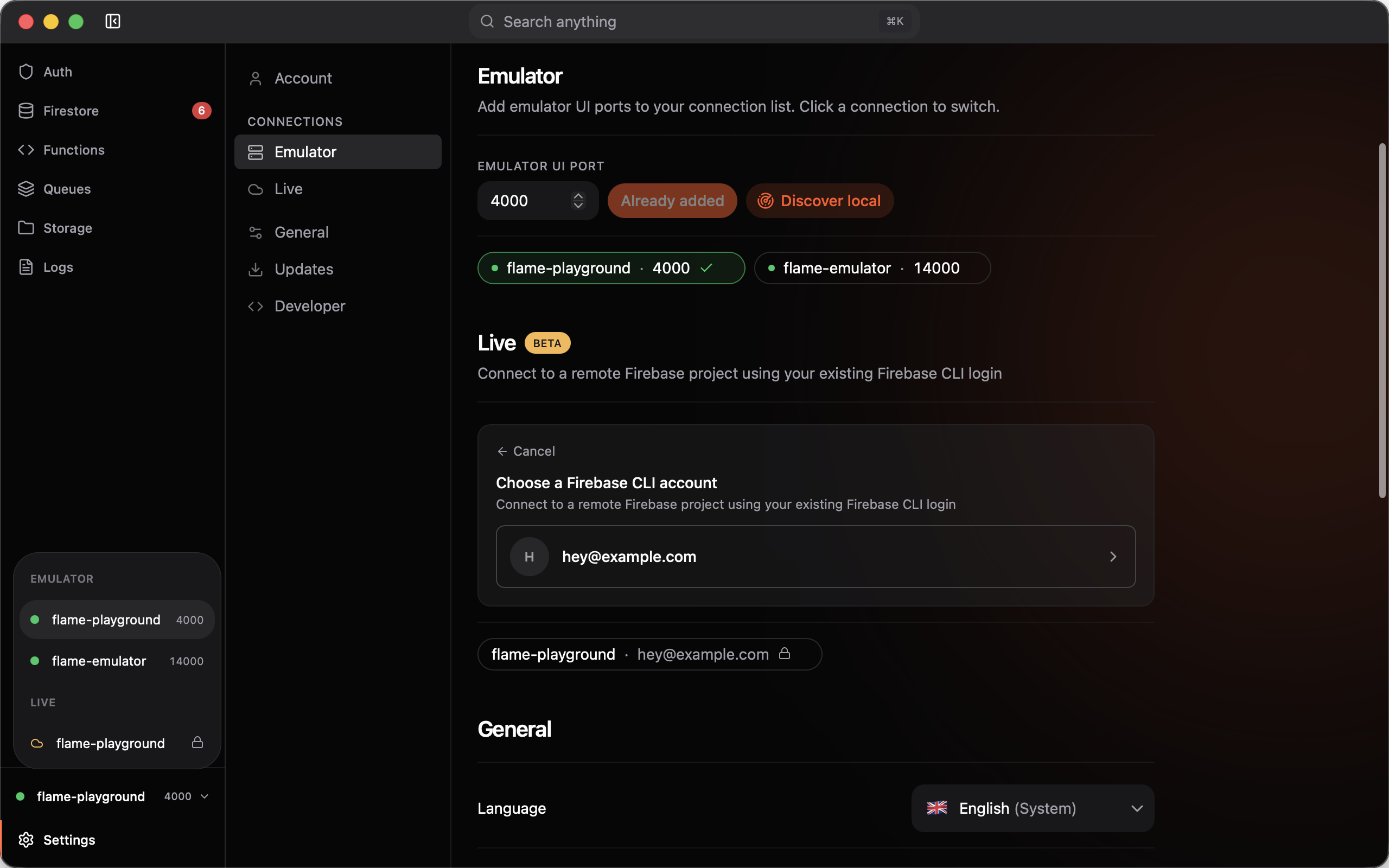 Project switcher