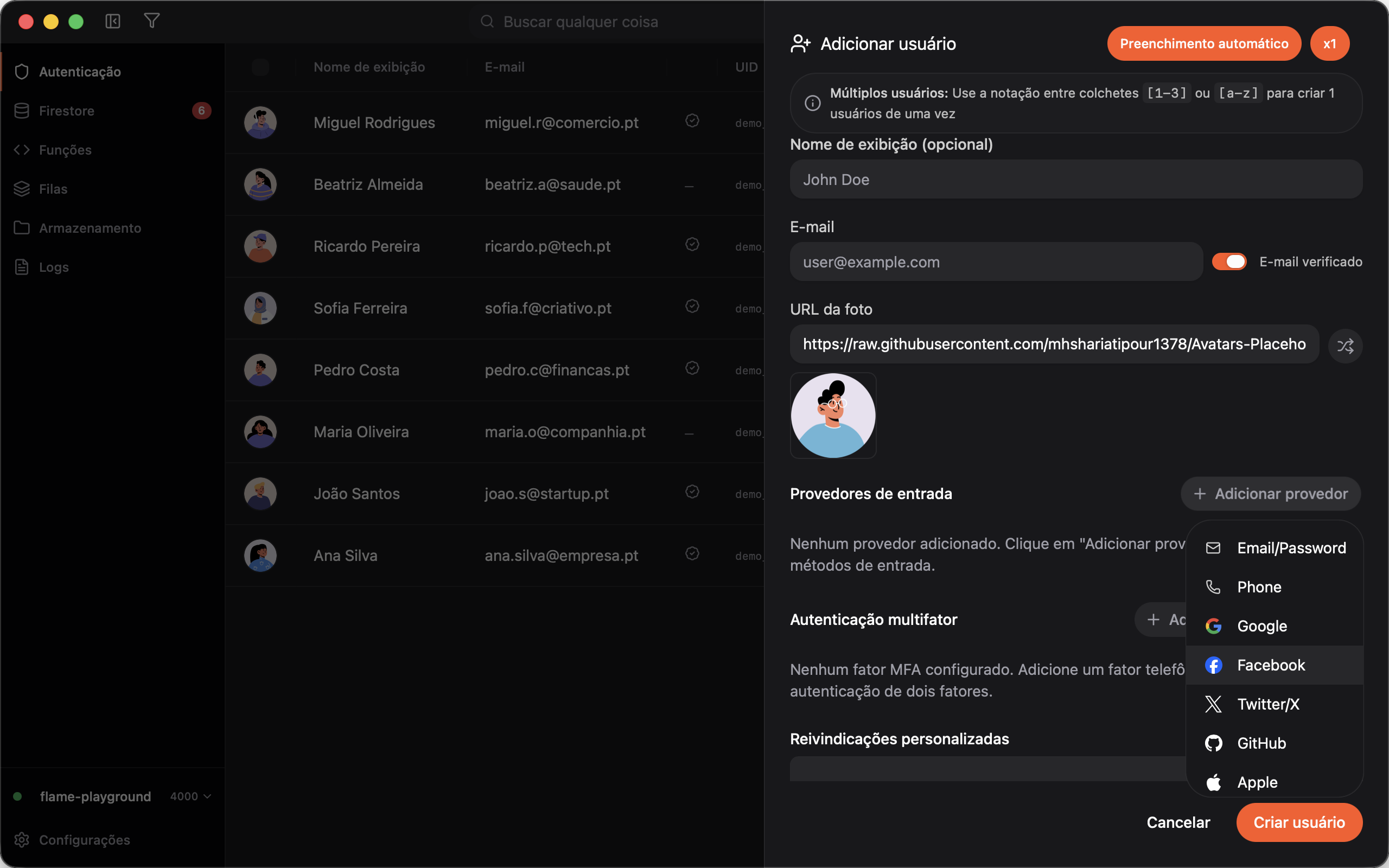 Criar e editar usuários