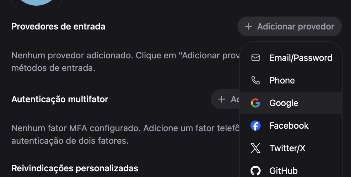 Gerenciamento de provedores