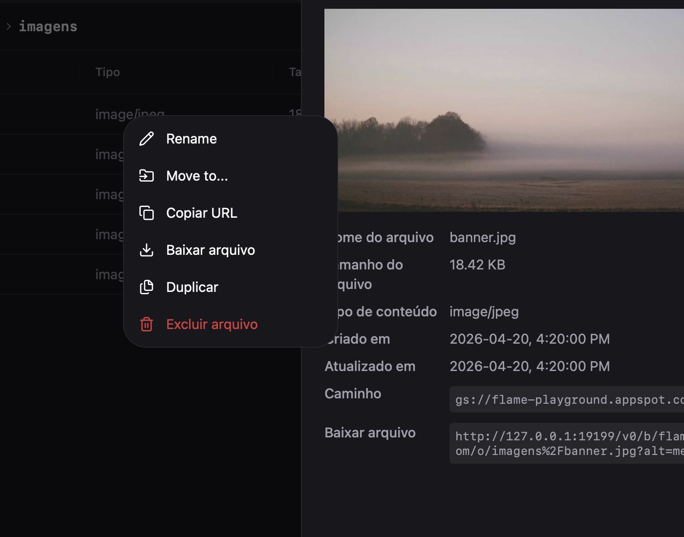 Operações de arquivos